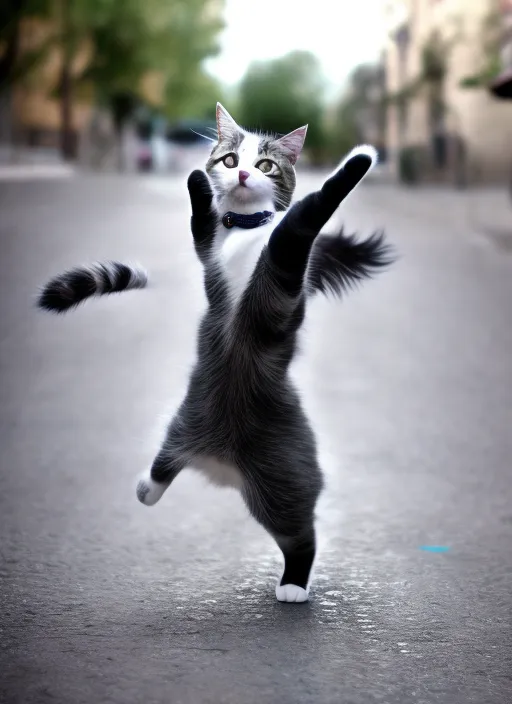 Cat dancing in lacke