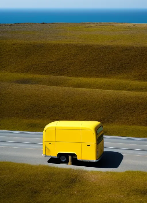 yellow bus rides into the distance