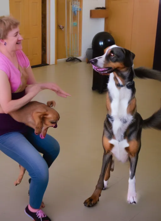 dog dancing together with jordan