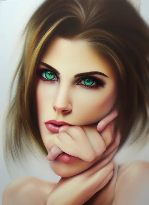 hyper realistic, portrait, beautiful women, green eyes,