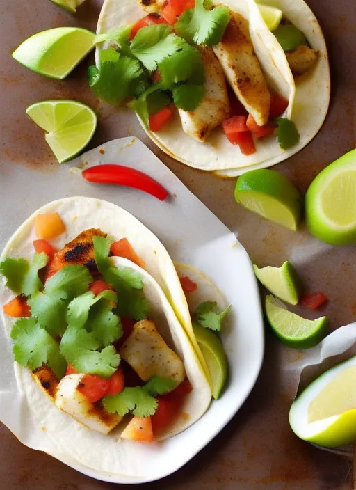 Seafood tacos: Seasoned white fish or shrimp with lime juice, cumin, chili powder, and salt. Grill or pan-fry, then serve