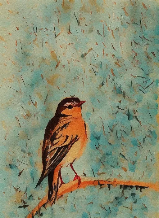 sunny day with a rainy day on the other side with a beautiful little bird standing in between