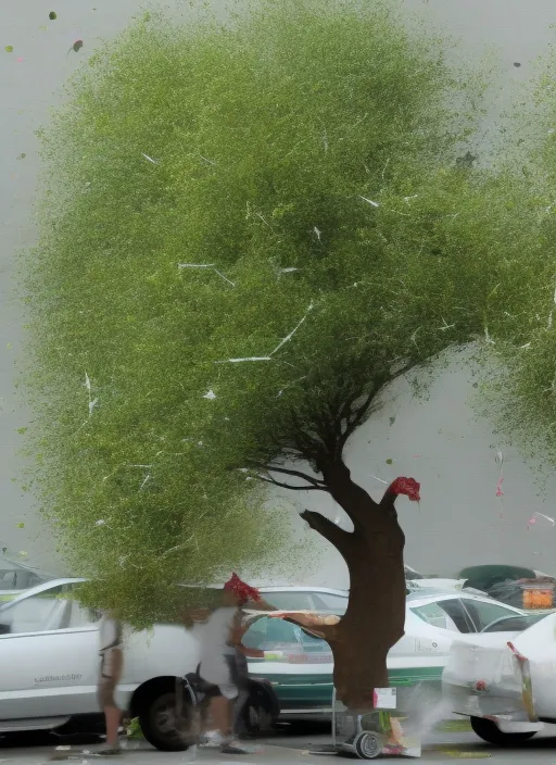 wish  trees moving heavy due to the turbulences 