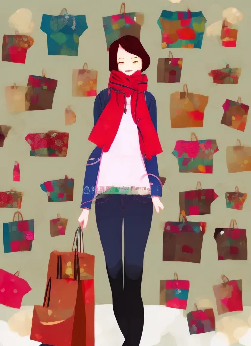 young adult korean girl going shopping in spring , scarf around neck, high heels , realistic, high resolution