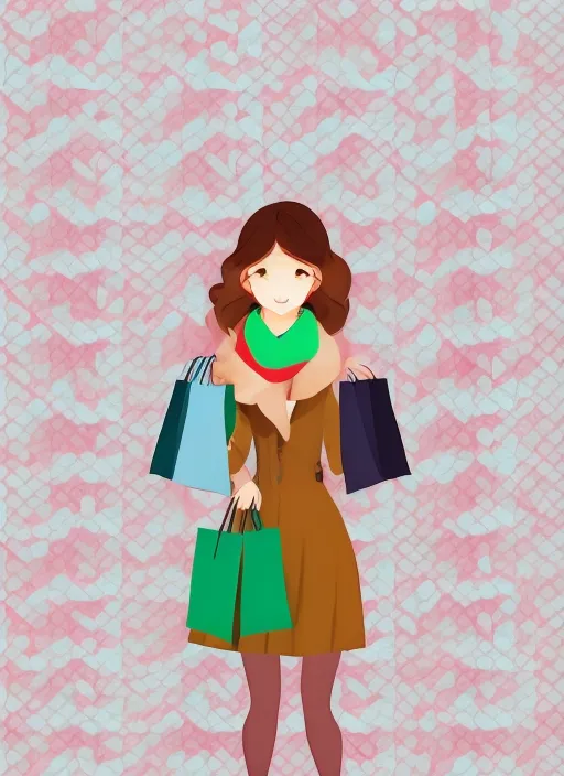 young adult korean girl going shopping in spring , scarf around neck, high heels , realistic, high resolution