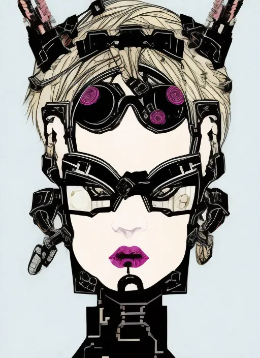 cyber punk girl, white background