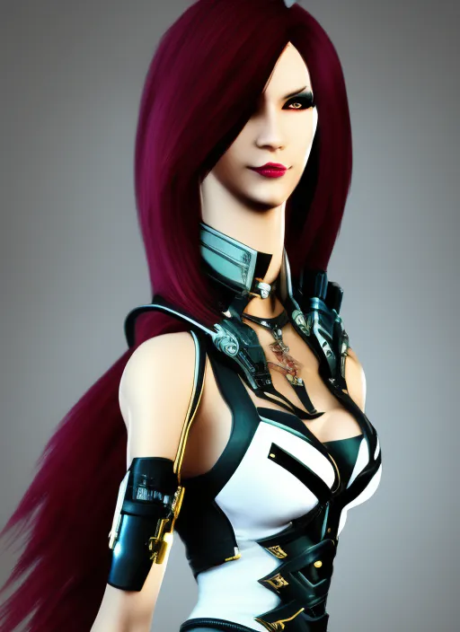 cyberpunk girl, white background