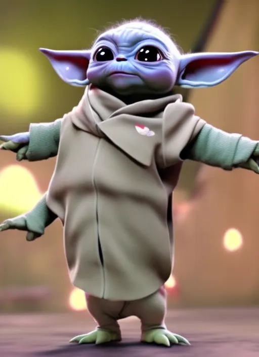 a baby Yoda DANCING