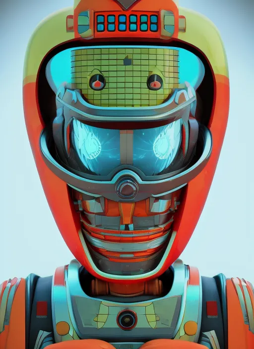 portrait of a vintage retrofuturistic robot, in hanna barbera style, 8k, high resolution, center, 