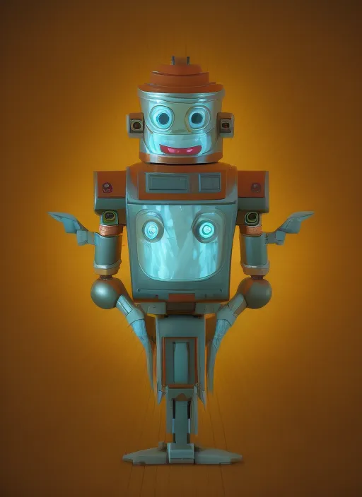 full body portrait of a vintage retrofuturistic iluminati robot, in hanna barbera style, 8k, high resolution, center, hyper detailed