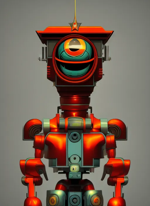 full body portrait of a vintage retrofuturistic iluminati robot, in hanna barbera style, 8k, high resolution, center, hyper detailed