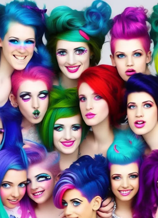 Girls funny colourful hair styles 