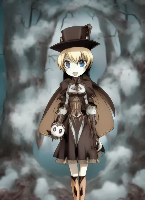  alone van Helsing with big eyes 
 anime stile
