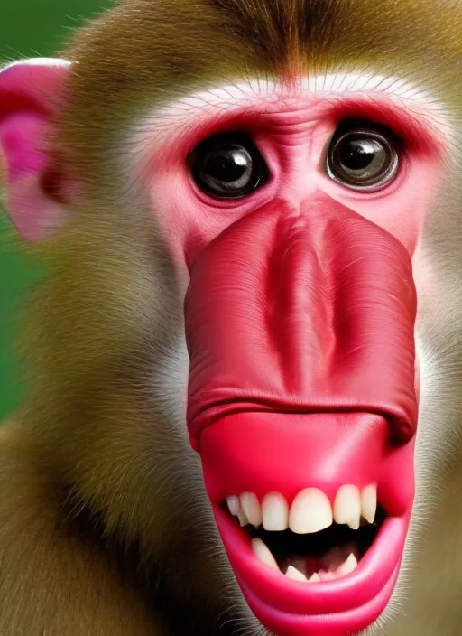 Funny monkey cute smiling and add lipstick look