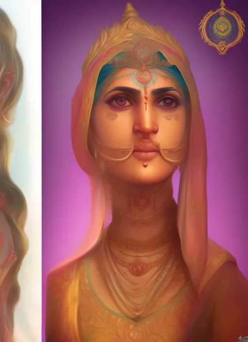 portrait painting of  indian royal couple ultra realistic, concept art, intricate details, eerie, highly detailed, photorealistic, octane render, 8 k, unreal engine. art by artgerm and greg rutkowski and alphonse mucha