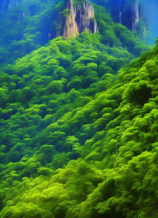 rain and flower forest in the mountain