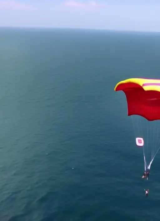 Parachute landing on the ocean video