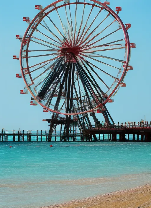 Huge gaint wheel between the sea 