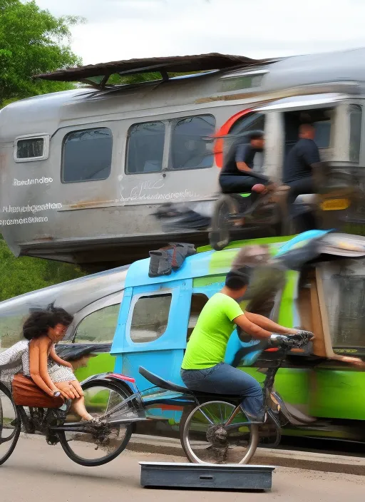 Turn bicycle into motor bike into car into bus into train into aircraft 