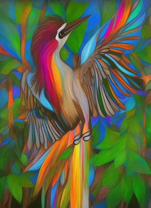 “turning into the most beautiful bird and flying to a beautiful forest of rainbows”