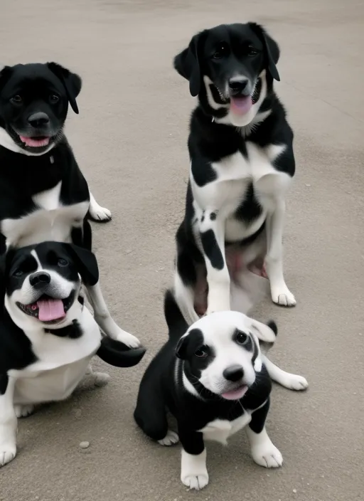 Black and white funny dogs 