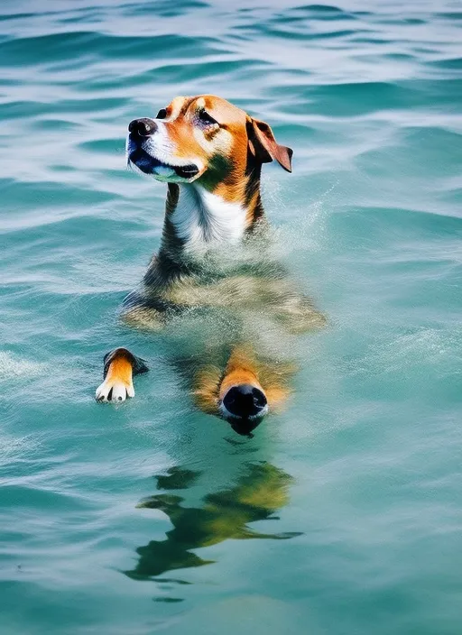 Unique dog in sea 