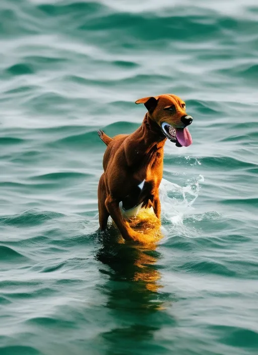 Unique dog in sea 