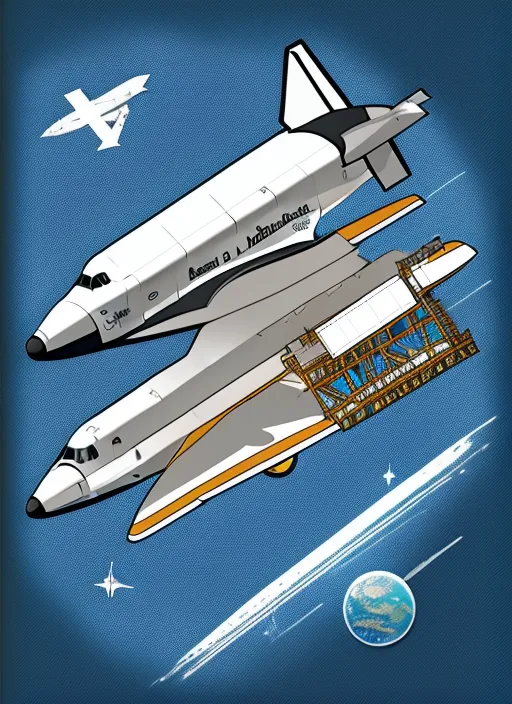 hyperrealistic blueprint of a space shuttle. The blueprint should include intricate details and specifications, such as the dimensions of the shuttle, the location of the engines, and the placement of the windows. The final artwork should be highly detailed and appear as if it could be used to construct an actual space shuttle. Be creative with the colors and textures used in the blueprint, while still maintaining a high degree of realism.
