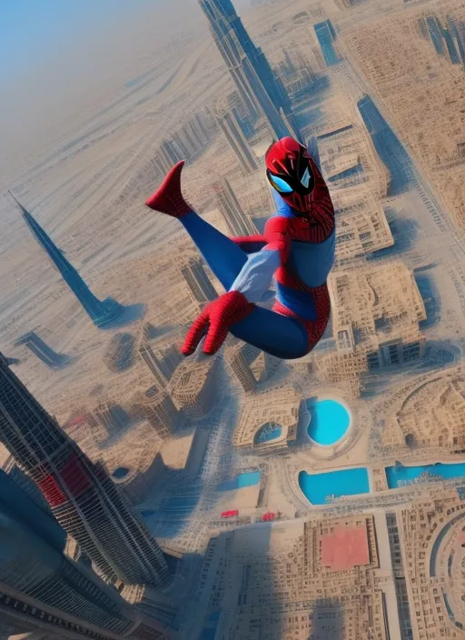 Spiderman jump Burjkhalifa building 