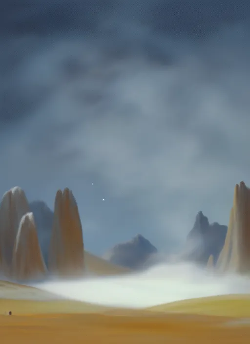 Title: "Midjourney 5: Shuttle Landing"

Description: Imagine you're watching a space shuttle coming in for a landing on a distant planet. The shuttle is surrounded by a swirling mist of dust and vapor, kicked up by its thrusters as it slows down. In the distance, you can see towering mountains and jagged rock formations, bathed in the pale light of an alien sun.

For your wallpaper, the art piece would depict this scene in a stylized, futuristic way. Here are some elements you might want to include:

The space shuttle itself, descending towards the planet's surface. You could The space shuttle itself, descending towards the planet's surface. You could give it a sleek, modern design, with glowing thrusters and streamlined wings.
The mist and dust cloud surrounding the shuttle, which could be rendered in shades of gray and white, with swirling patterns that suggest motion and turbulence.
The alien landscape, which could be shown in silhouette against the sky. You could use bold, angular shapes to suggest the harsh terrain, with jagged peaks and sharp ridges.
The sky itself, which could be a deep, rich blue, with streaks of orange and yellow to suggest the light of a distant sun.