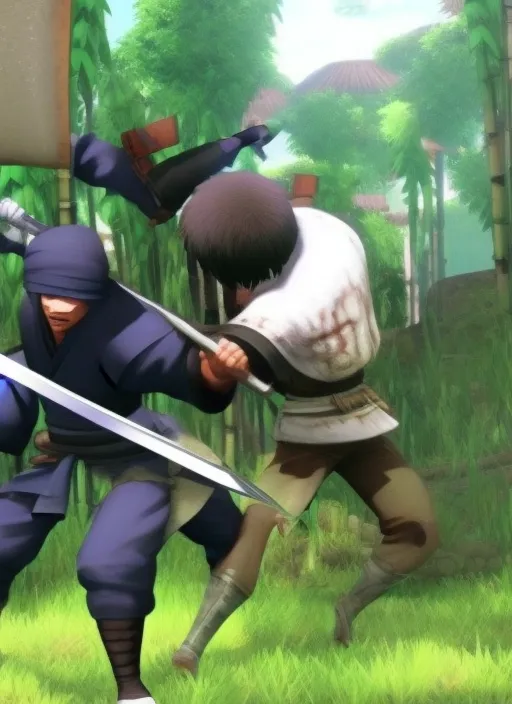 a ninja white fight with bambu