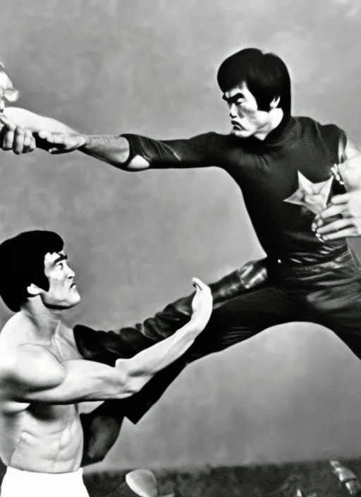 a Bruce lee fight with Giant man