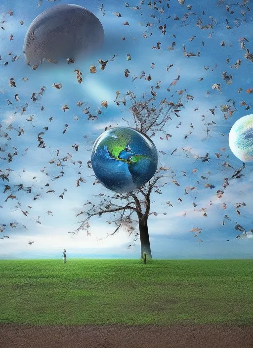 earth after human extinction, a new beginning, nature taking back the planet, harmony, peace, earth balanced, no text, blur, people, humans, pollution