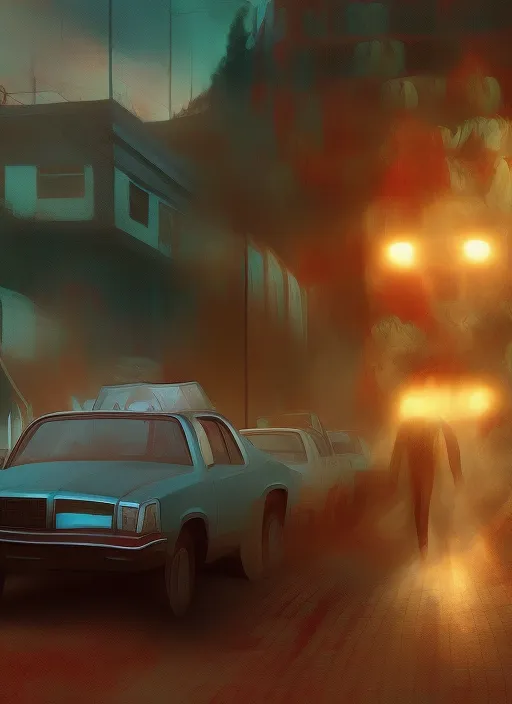 La imagen muestra a eleven de la serie strangerthing levantando el carro con sus poderes mentales,alta resolución,cinematic,estilo serie Netflix,full HD,100k,hiper detallado,trendy artitation,digital art