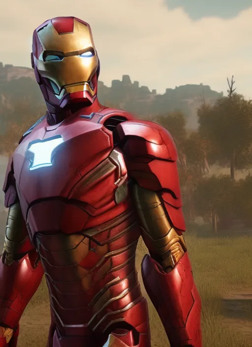 iron man suit in red dead redemption 2, cinematic, photorealistic, axe