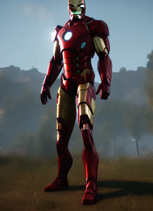 iron man suit in red dead redemption 2, cinematic, photorealistic, axe