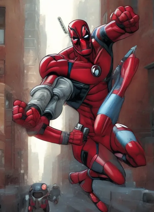 Deadpool Marvel iron man in The streets
