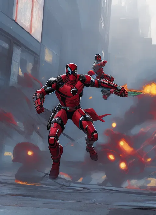 Deadpool Marvel iron man in The streets