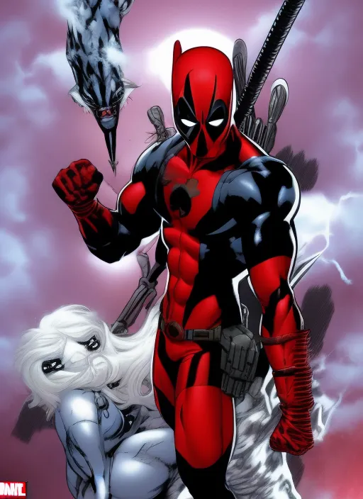 Deadpool Marvel and white Rabbit dreams king 