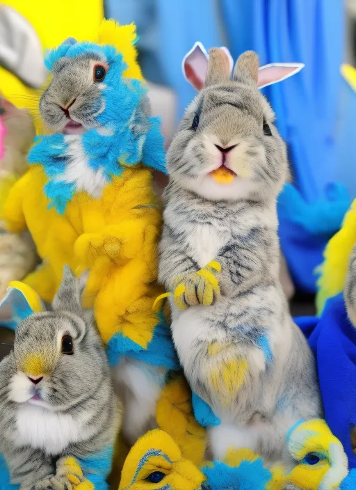 Show real rabbit in blue and yellow and in various Color’s keep like original