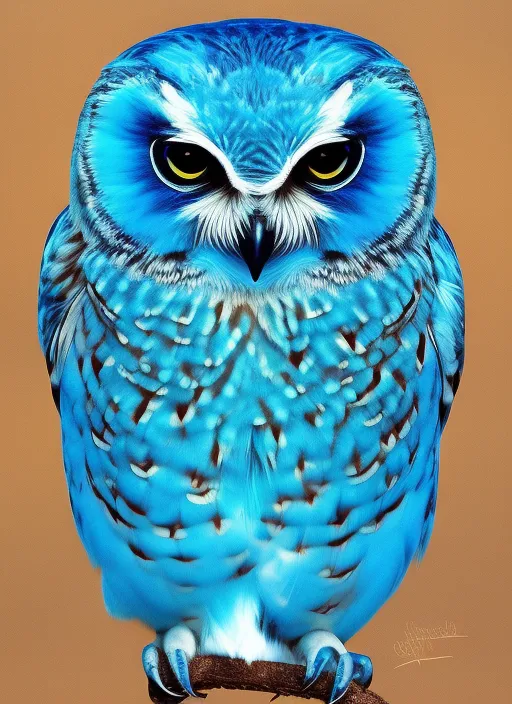 Real owl in blue