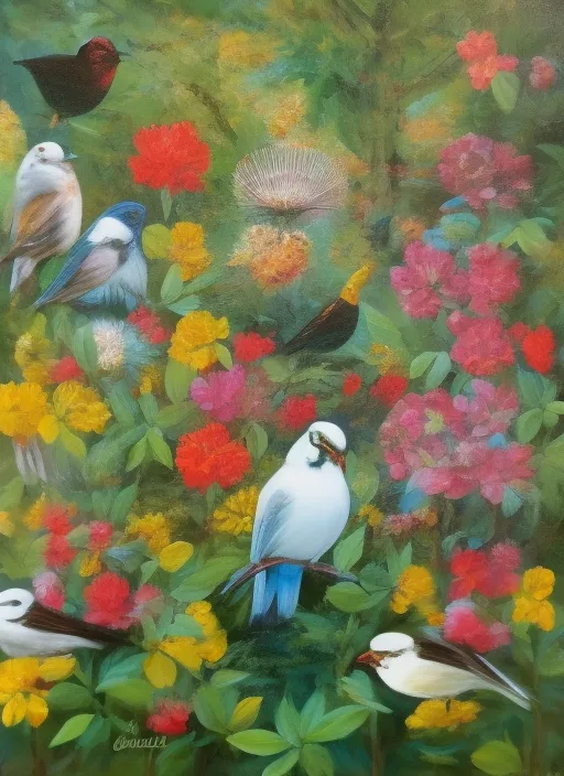 Buda colect flowers and listen birds