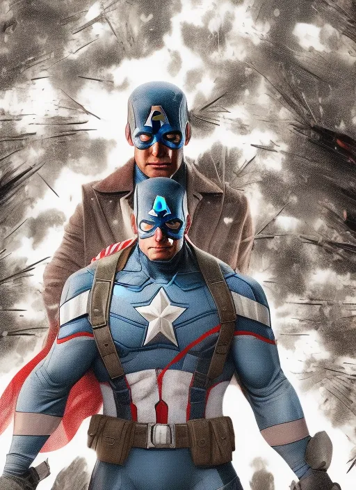 4k Capitao america com seu uniforme original  com o soldado invernal
