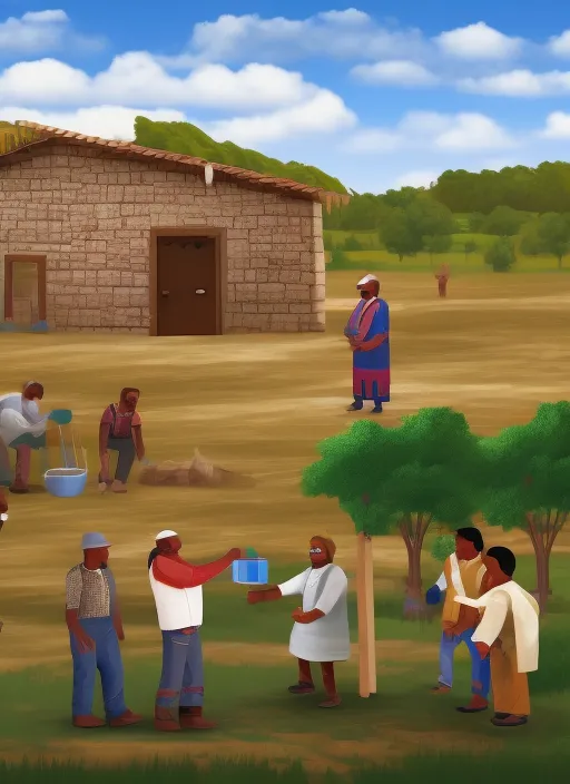 Realistic scene, high quality, White and indigenous People building together a church