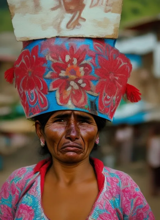 mestizo woman with interrogant sign on her head