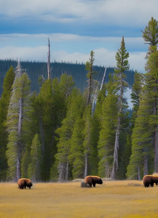 Yellowstone National Park bears and bison