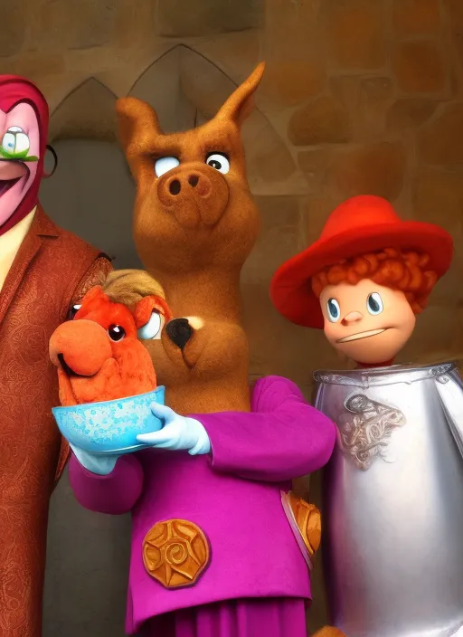 Scoby doo, salsicha and The mister Knight 
