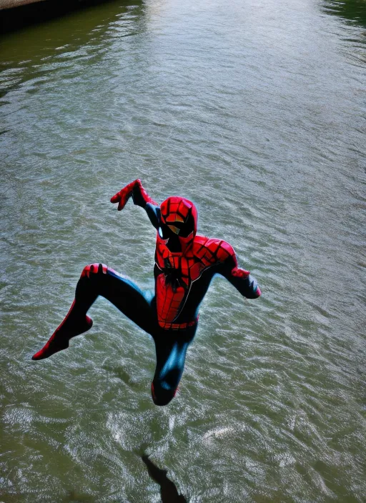 Black Spiderman, jump in The carrossel large river