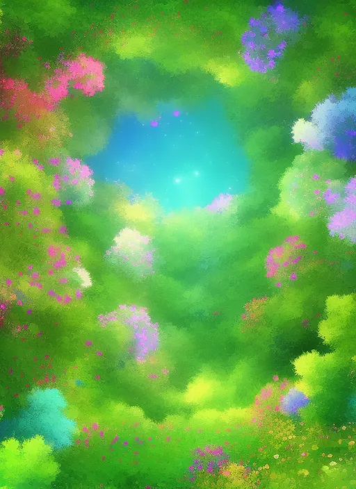 a trippy garden, cosmic, 8k