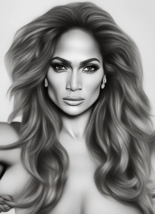 Jennifer Lopez princess pencil drawing